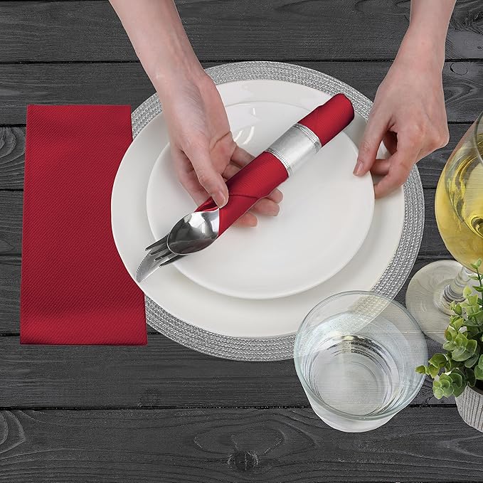 AMERICAN HOMESTEAD Burgundy Paper Dinner Napkins – 100 Pack Linen-Like Disposable Napkins for Weddings, Parties & Restaurants – Large 15.75" x 15.75" Premium Table Napkins