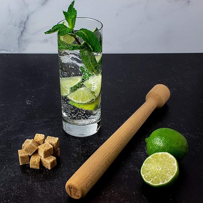 Wood Cocktail Muddler: 12 inch Hardwood Mojito Drink Muddler Home Bar Tool