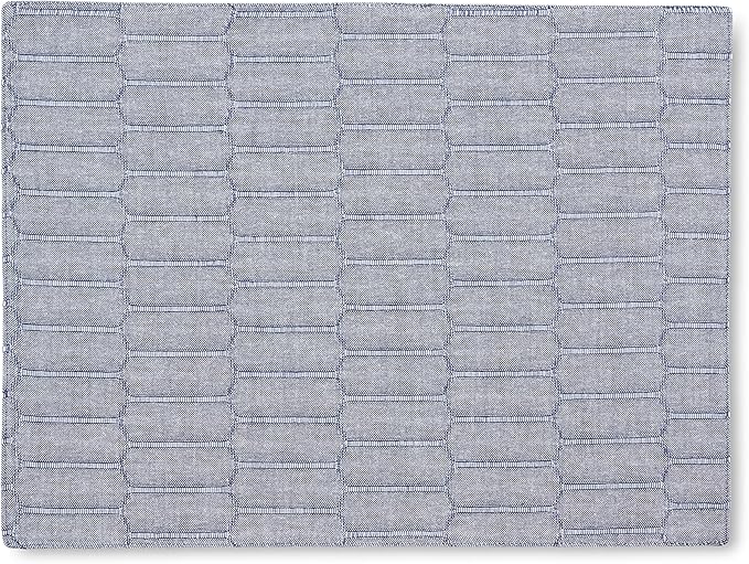Martha Stewart Honeycomb Modern Farmhouse Reversible Placemat 4-Pack Set, Blue, 13"x17.5"