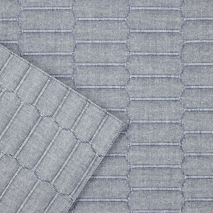 Martha Stewart Honeycomb Modern Farmhouse Reversible Placemat 4-Pack Set, Blue, 13"x17.5"