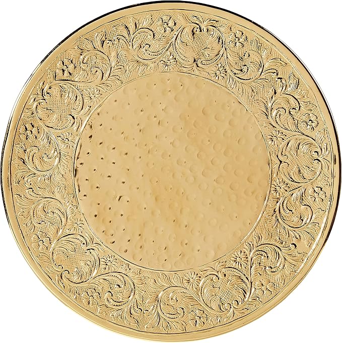 Elegance Round Ornate Wedding Cake Stand, 14", Gold
