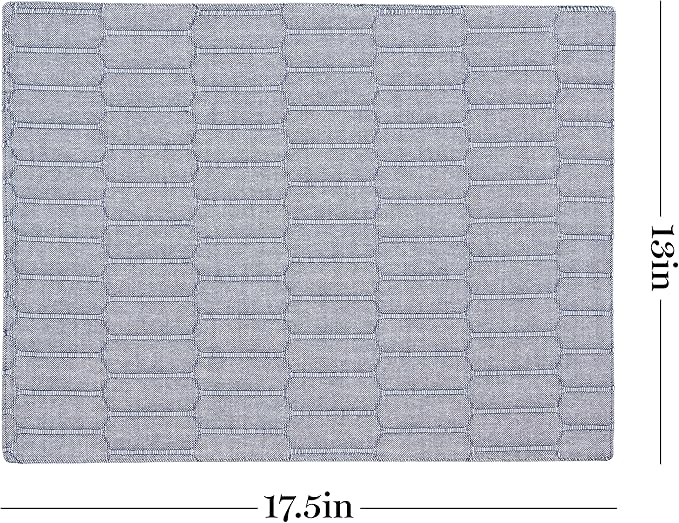 Martha Stewart Honeycomb Modern Farmhouse Reversible Placemat 4-Pack Set, Blue, 13"x17.5"