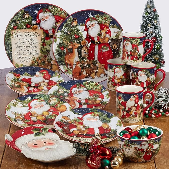 Certified International Magic of Christmas Santa 6" Canape/Luncheon Plates, Multicolored, Small, Set of 4