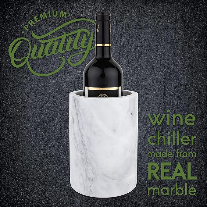 Homeries Marble Wine Chiller Bucket - Wine & Champagne Cooler for Parties, Dinner – Keep Wine & Beverages Cold, Wine Chillers for Bottles – Holds Any 750ml Bottle - Ideal Gift for Wine Enthusiasts