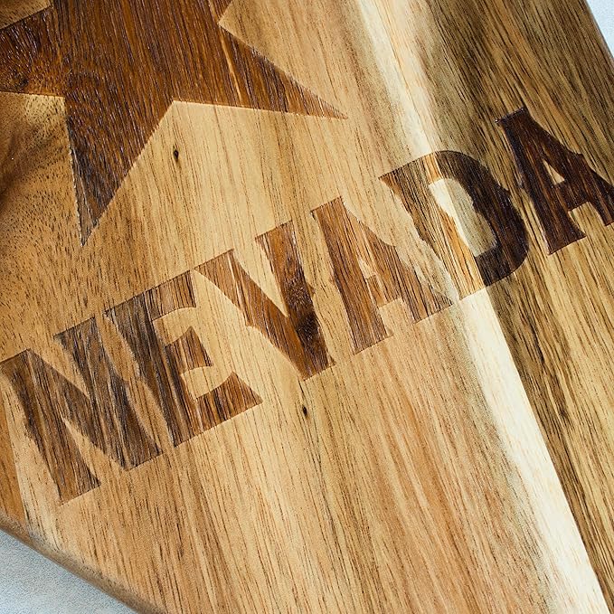 Totally Bamboo Rock & Branch Origins Series Nevada State Shaped Cutting Board and Charcuterie Serving Tray, Includes Hang Tie for Wall Display