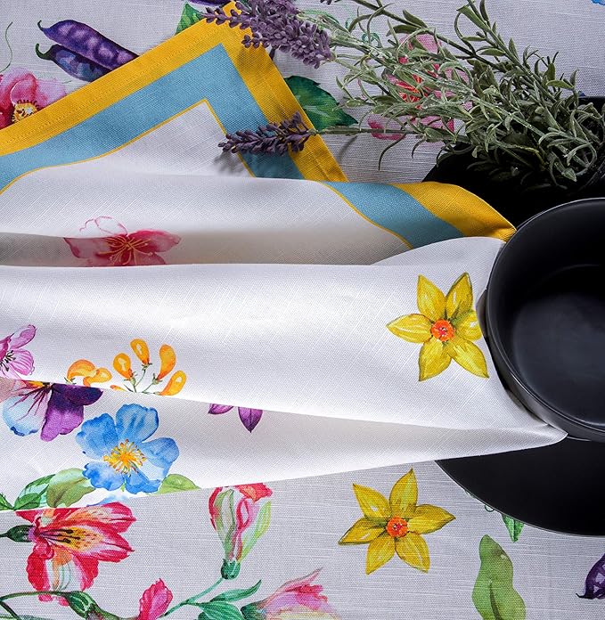 Maison d' Hermine Cloth Napkins Set of 4 100% Cotton Everyday Reusable Square Napkins Cloth Washable, Dinner, Party, Wedding, Restaurant, Spring/Summer (Giverny, 20" x 20")