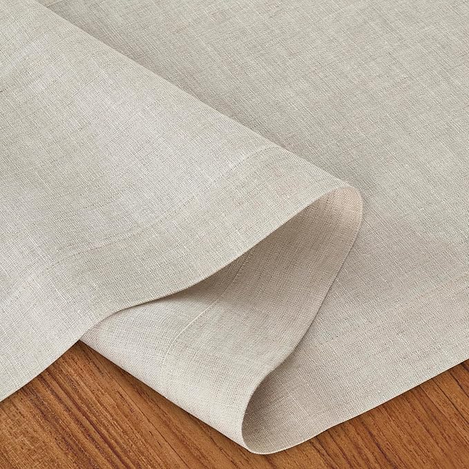 D'Moksha Homes Linen Light Natural Table Runner 90 Inches Long - 100% Pure Linen 14 x 90 Inch Table Runner for Dining, Winter, Christmas, Holiday, New Year - Machine Washable