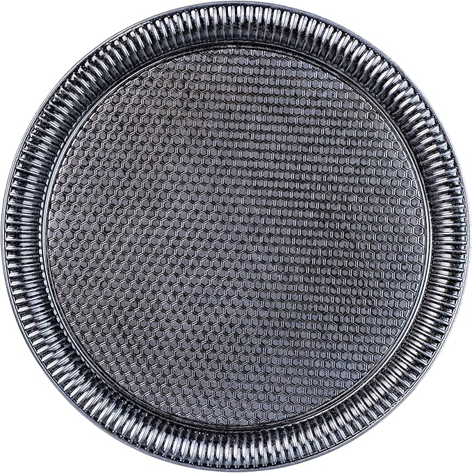 Alisveristime Round Hammered Metal Serving Tray – Ottoman Style, (11.8" Diameter, 12.6 oz) 5 Color Options (Black)