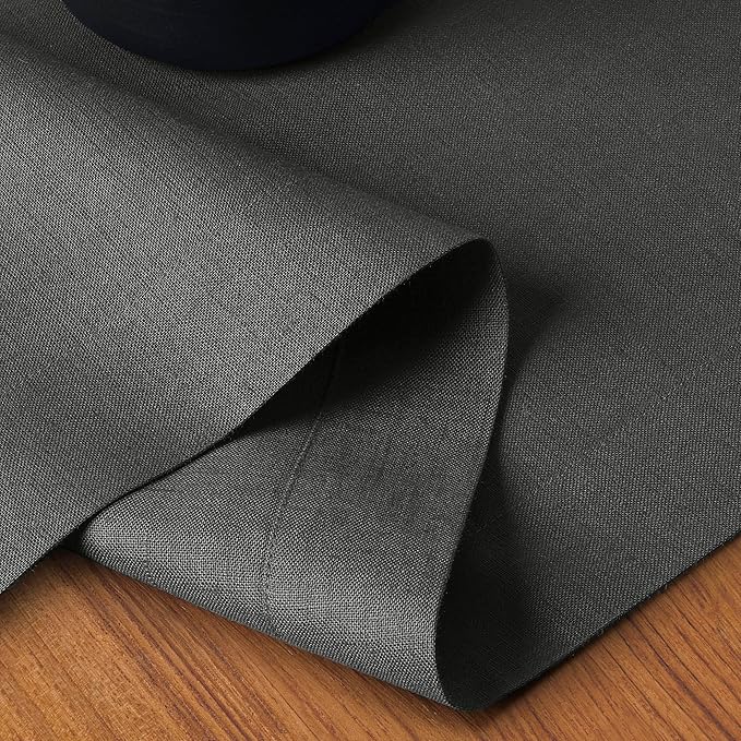 D'Moksha Homes Linen Table Runner 60 Inches - 100% Pure Linen Charcoal Grey Table Runner 14 x 60 Inch for Coffee Tables, Dresser, Winter, Christmas, Holiday, New Year - Machine Washable