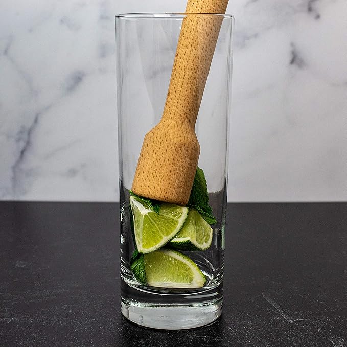 Wood Cocktail Muddler: 12 inch Hardwood Mojito Drink Muddler Home Bar Tool