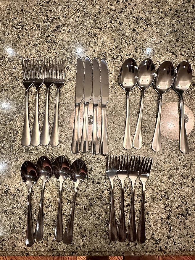 RBG Essentials Heavy-duty Stainless Steel Utensils Flatware Set, 20-piece Black Silverware Cutlery Set