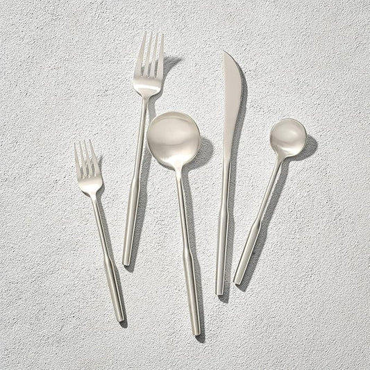 Vikko Dine Modern Silverware Set: Unique Brushed Stainless Flatware Set - Satin Matte - 18/10 stainless steel flatware For Upscale Dining and Entertaining - 20 Piece Cutlery Set - Service for Four (4)